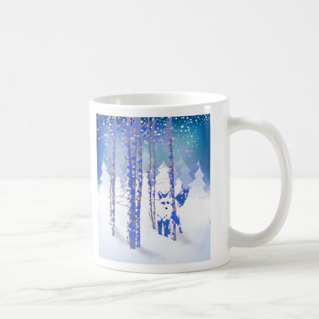 Caneca De Café Animal da Floresta de Neve Inverno (Direita)