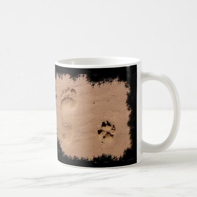 Caneca De Café Animal de estimação & pegada na areia (Direita)