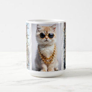 Caneca De Café Animal Elegante Gatinha de Óculos de Sol – Perso