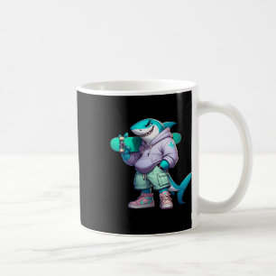 Caneca De Café Animal engraçado de skate Tubarão legal em skate