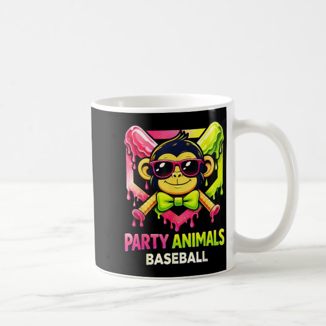 Caneca De Café Animals Baseball Funny Monkey with Sunglasses Boy (Direita)