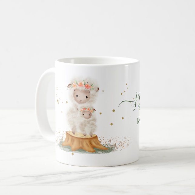 Caneca De Café Animals Lamb Sheep Family Baby Girl (Frente Esquerda)