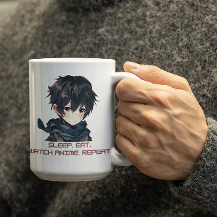 Caneca De Café Anime bonitinho dizendo Anime comeu o sono repetid
