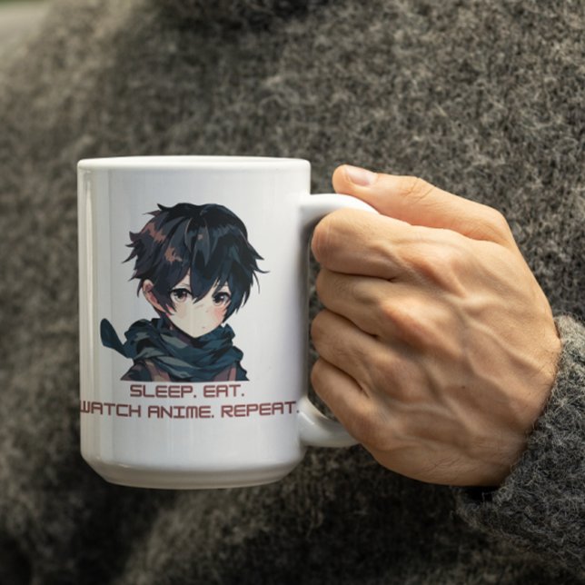 Caneca De Café Anime bonitinho dizendo Anime comeu o sono repetid (Criador carregado)