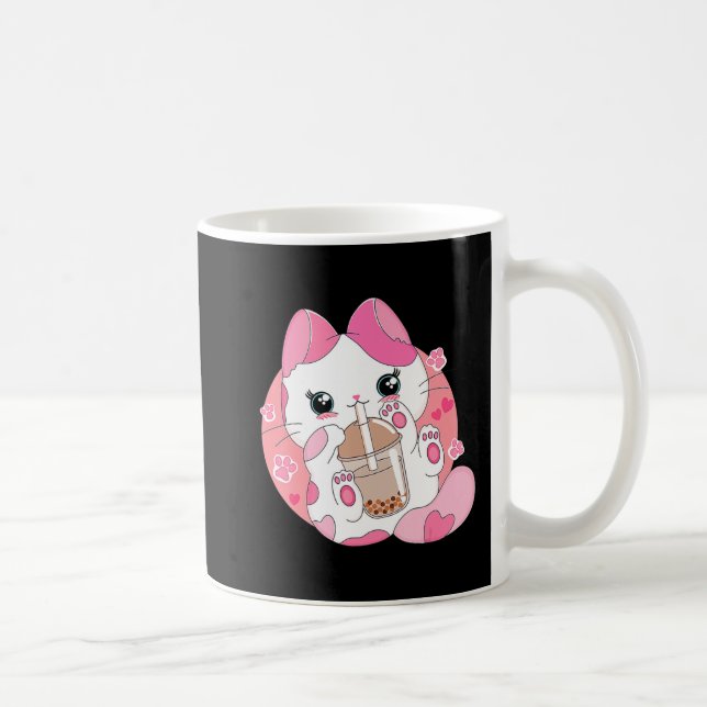 Caneca De Café Anime Bonito Kawaii Cat Boba Bubble Tea Girls Cost (Direita)