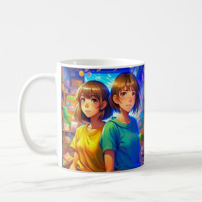 Caneca De Café Anime Caracteres Arte Colorida (Esquerda)