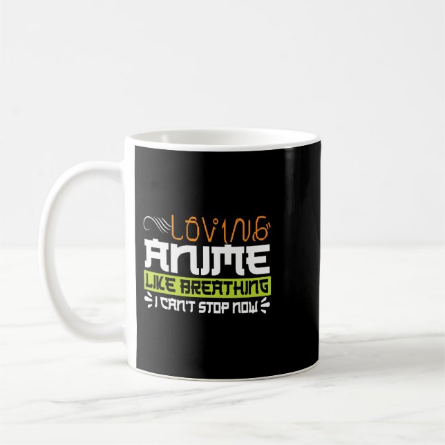 Caneca De Café Anime Engraçado Citar Anime É Como Respirar (Esquerda)