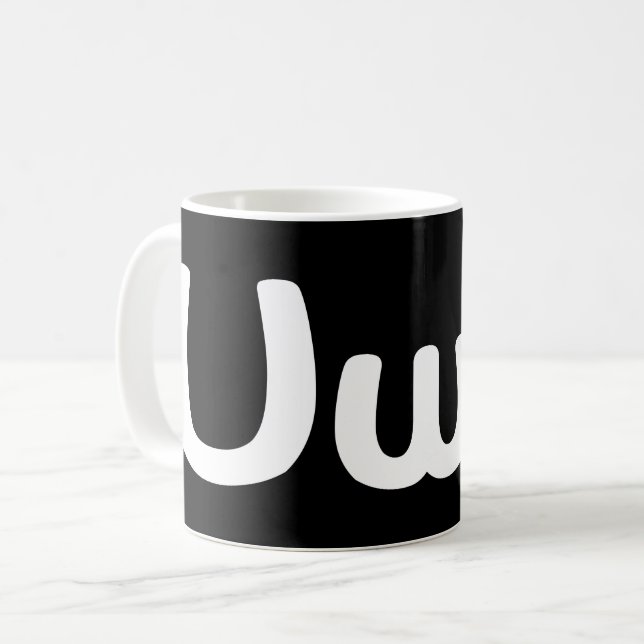 Caneca De Café Anime Feliz Da UwU Face Emoticon (Frente Esquerda)