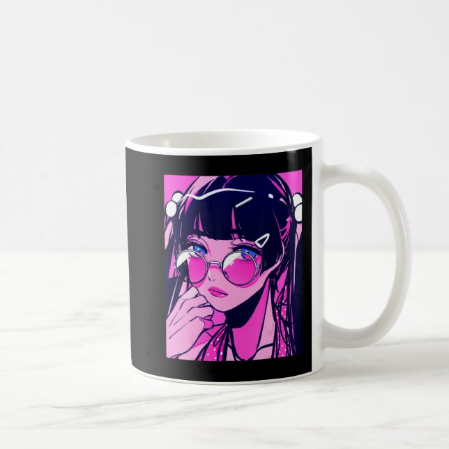 Caneca De Café Anime Girl Kawaii Waifu - Estética Rosa Japonesa O (Direita)
