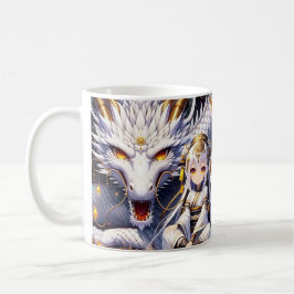 Caneca De Café Anime Girl Warrior e Dragon Ai Art