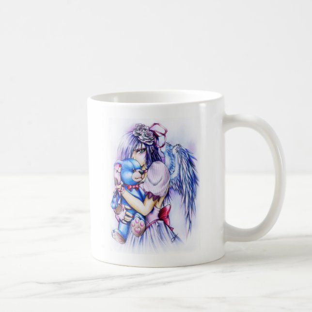 Caneca De Café Anime Gothic Pink Angel Girl Com Ursinho (Direita)
