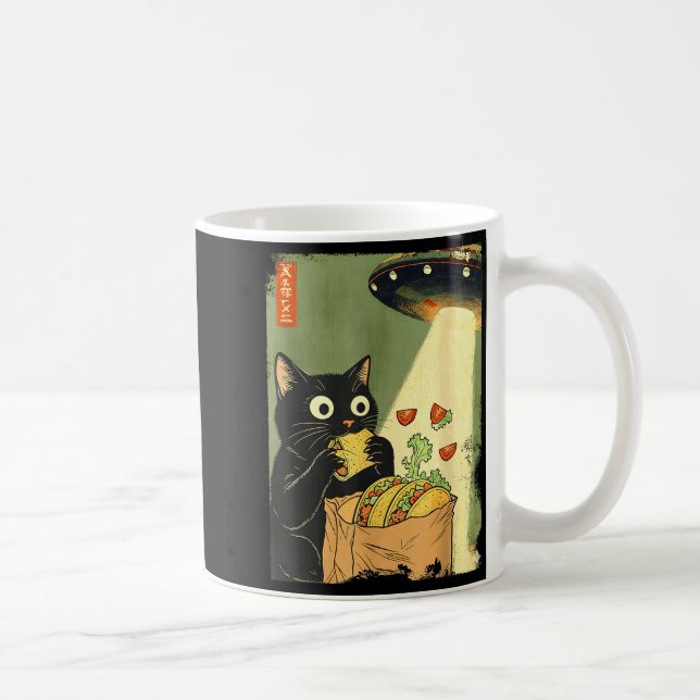 Caneca De Café Anime Japanese Cat UFO Tacos Lover (Direita)