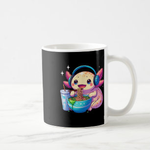 Caneca De Café Anime Kawaii Axolotl Comendo Ramen Noodles Tee