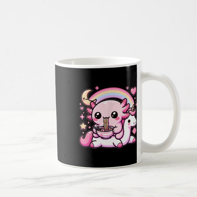 Caneca De Café Anime Kawaii Axolotl Comendo Ramen Noodles Tee (Direita)