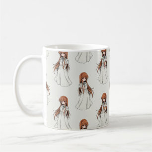Caneca De Café Anime Weeb Girl Manga Pattern Design