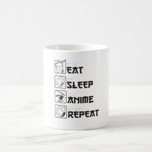 Caneca De Café Animes Engraçados Comem Sono Repetem Otaku