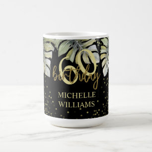 Caneca De Café Aniversário da Caligrafia de Palma Dourada Elegant