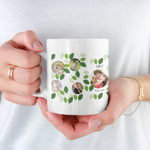 Caneca De Café Aniversário da Colagem de Fotos da Árvore da Famíl