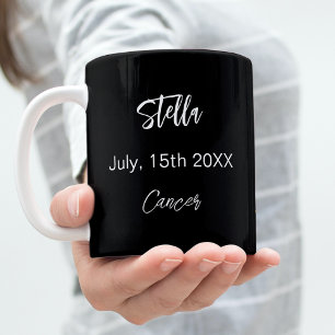 Caneca De Café Aniversário da constelação do Cancer de ouro negro