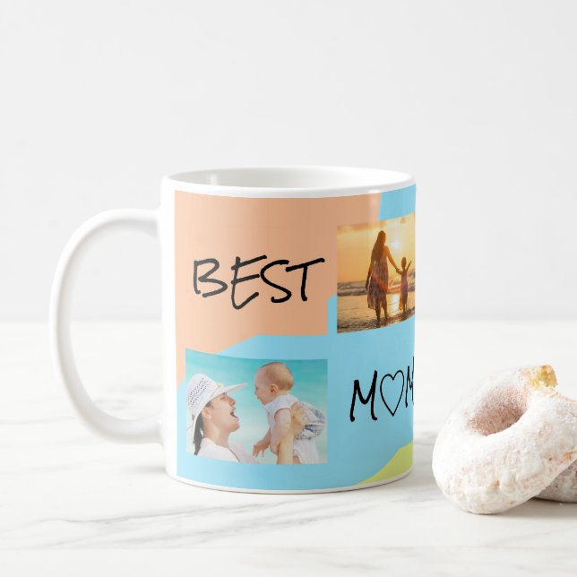 Caneca De Café Aniversário da Melhor Mãe de 4 Fotografias Collage (Com Donut)