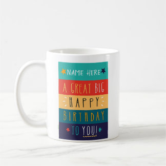 Caneca De Café Aniversário da Tipografia Personalizada Colorida