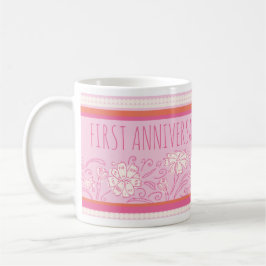 Caneca De Café Aniversário das ruas de cor laranja-rosa e cor-de-