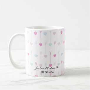 Caneca De Café Aniversário das Setas de Amor Personalizado