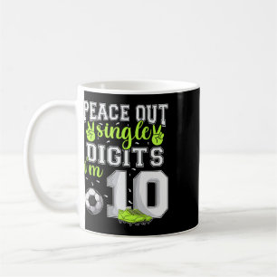 Caneca De Café Aniversário de 10 anos Meninos Futebol Peace Out S