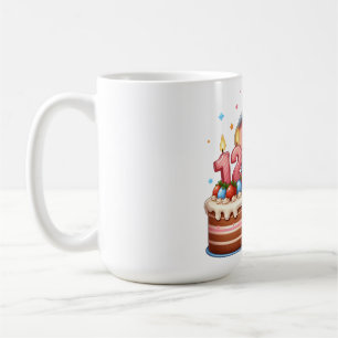 Caneca De Café Aniversário de 12 anos do Elefante Fofo