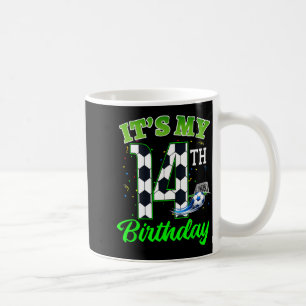 Caneca De Café Aniversário de 14 anos Futebol Menino Menina Crian