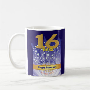 Caneca De Café Aniversário de 16 Anos de Recuperação Numeral em N