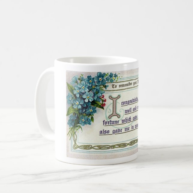 CANECA DE CAFÉ ANIVERSÁRIO DE 1910 A GREETING POSTCARD ART (Frente Esquerda)