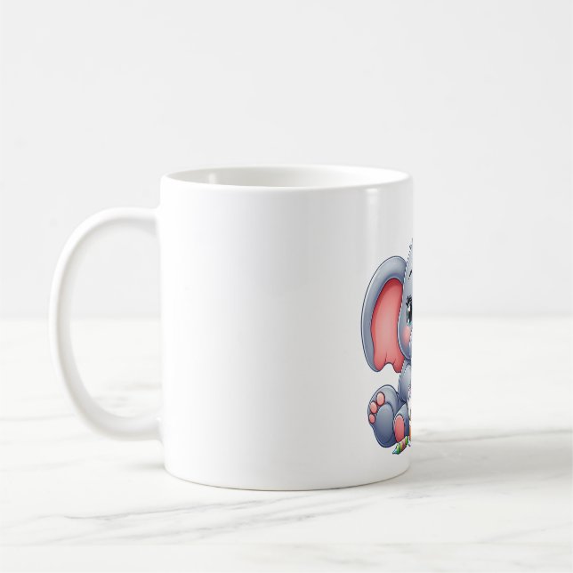 Caneca De Café Aniversário de 1 ano do Elefante Bebê (Esquerda)
