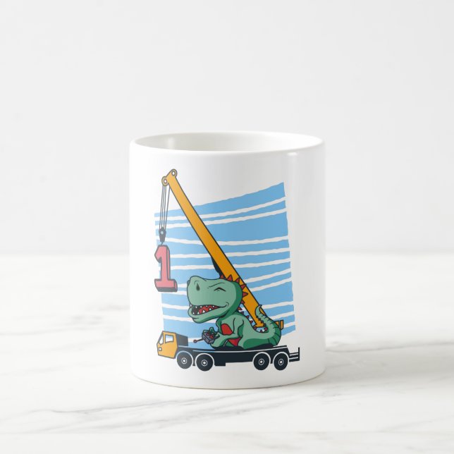Caneca De Café Aniversário de 1 ano Guindaste Móvel Dinossauro (Centro)