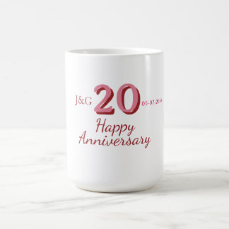 Caneca De Café aniversário de 20 anos nome data monograma bold