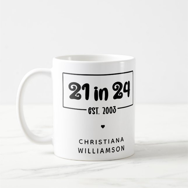 Caneca De Café Aniversário de 21 anos 21 personalizado em 24 de a (Esquerda)