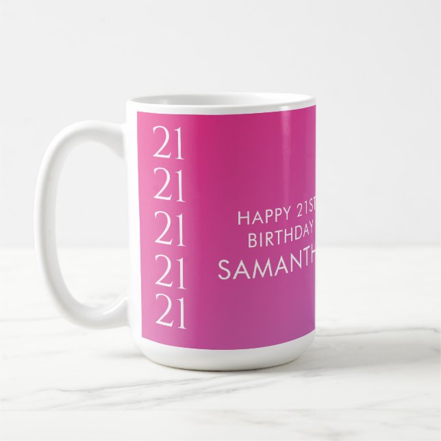 Caneca De Café Aniversário de 21 anos com Gradiente Rosa Ousado M (Esquerda)