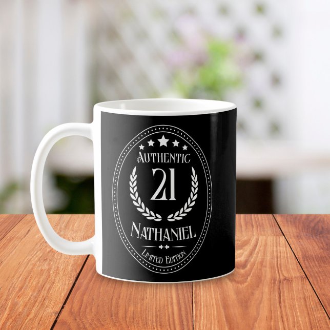 Caneca De Café Aniversário de 21 anos da Edição Limitada de Preto (Criador carregado)
