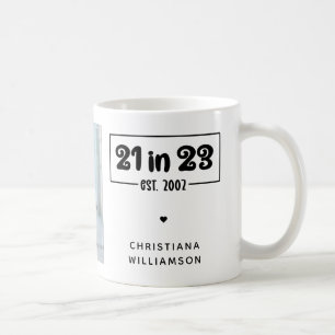 Caneca De Café Aniversário de 21 anos de Foto Personalizada - Pre