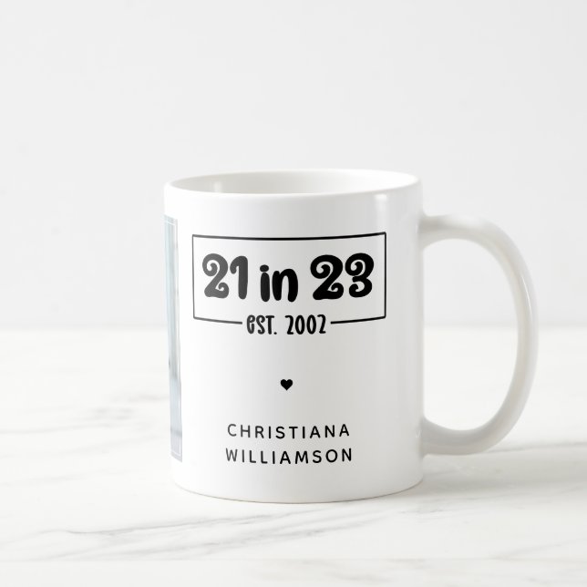 Caneca De Café Aniversário de 21 anos de Foto Personalizada - Pre (Direita)