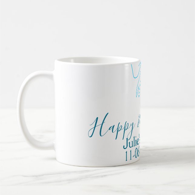 Caneca De Café Aniversário de 21 anos feliz arco  azul namoradas (Esquerda)