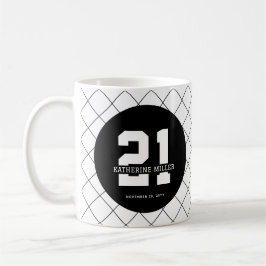 Caneca De Café Aniversário de 21 anos personalizado moderno e ele