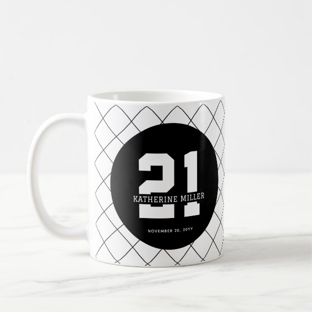 Caneca De Café Aniversário de 21 anos personalizado moderno e ele (Esquerda)