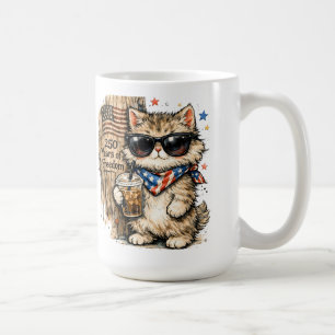 Caneca De Café Aniversário de 250 anos do EUA - Gato Patriótico C