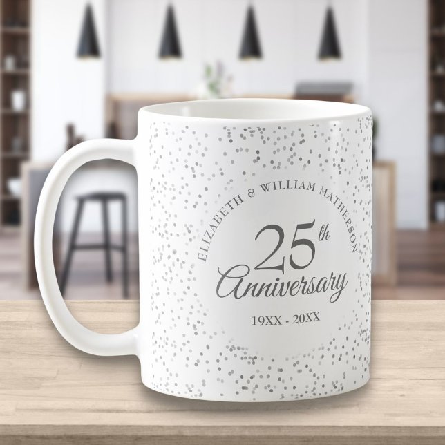 Caneca De Café Aniversário de 25 anos Silver Stardust (Criador carregado)
