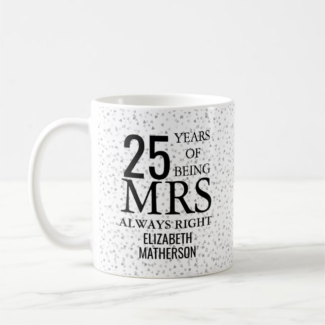 Caneca De Café Aniversário de 25 Silver da Senhora Sempre Certo (Esquerda)