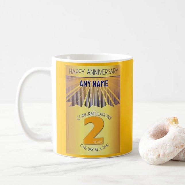 Caneca De Café Aniversário de 2 Anos de Sobriedade | Etapa 12 Rai (Com Donut)