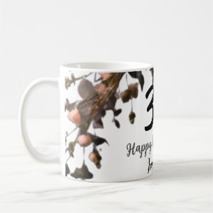 Caneca De Café Aniversário de 30 anos moderna de flor da rosa ros
