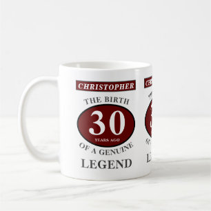 Caneca De Café aniversário de 30 anos Red Genuine Legend Adiciona