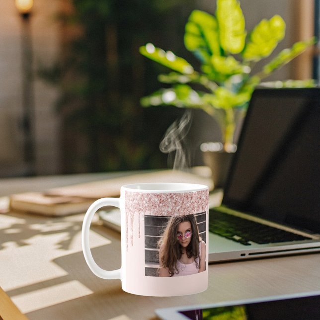 Caneca De Café aniversário de 30 anos rosa dourado foto-brilho ro (Criador carregado)